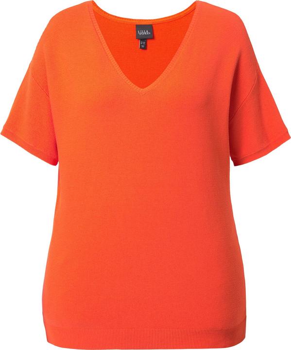 Produktbild Ulla Popken Pullover, Rippstruktur, V-Ausschnitt, Halbarm (58)