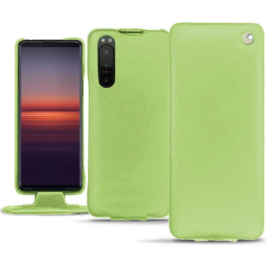 Noreve Lederschutzhülle vertikal (Sony Xperia 5 II), Smartphone Hülle, Grün