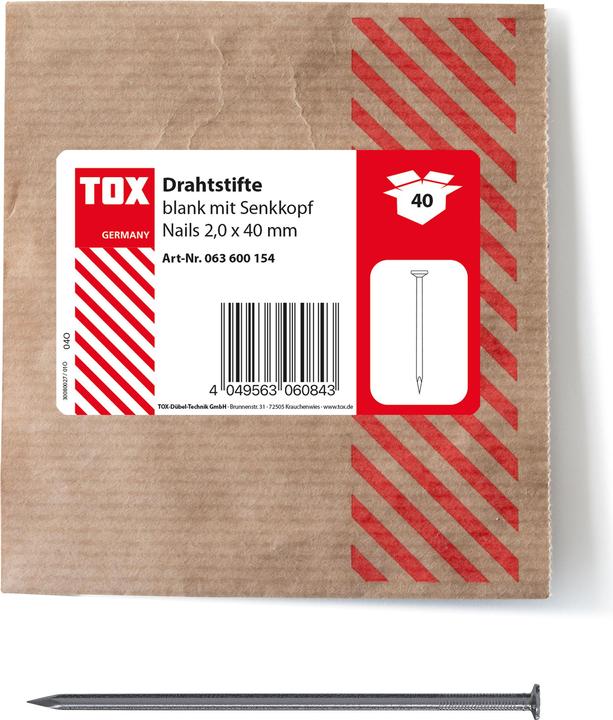 Actual product image Tox Nails 2.0x40 (40 pcs.) Wire nails countersunk head plain (40 pcs., 40 mm)