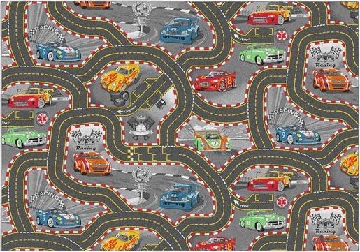 Rebel Roads Gulvtaeppe, Legetaeppe Biler 140x200cm (200 x 140 cm)