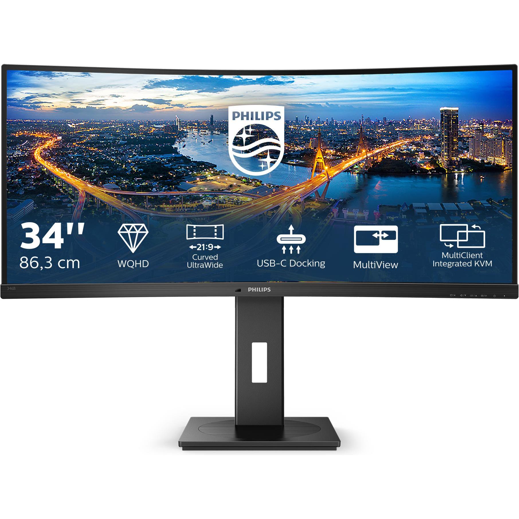 Philips 346B1C/00 (3440 x 1440 Pixel, 34"), Monitor, Schwarz