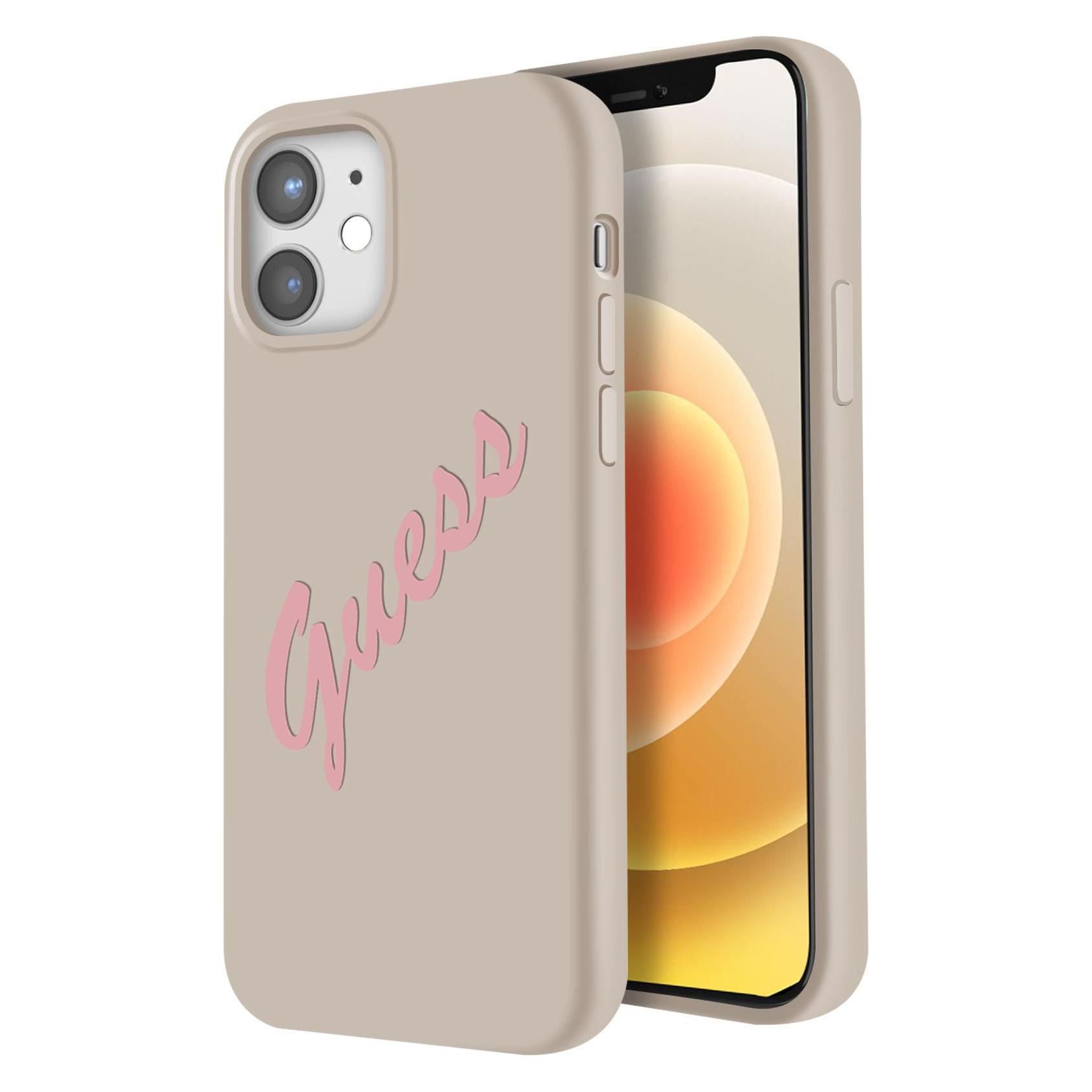 Guess Hard Cover Silicone Vintage (Apple IPhone 12, Apple IPhone 12 Pro), Smartphone Hülle, Rosa