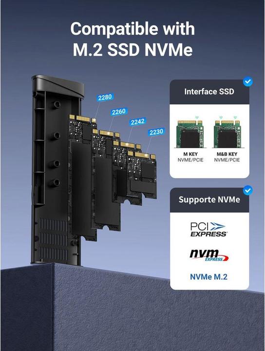 Produktbild Ugreen CM767 M.2 NVMe SSD Enclosure (M.2 2230, M.2 2242, M.2 2260, M.2 2280)