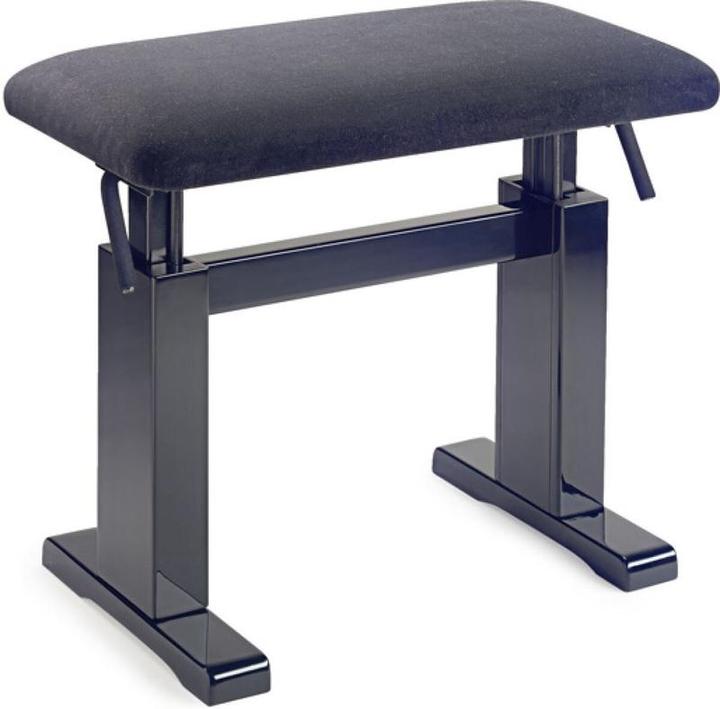 Stagg PBH 780 BKP VBK - Piano bench, hydraulic, zwart, met zwarte ribfluwelen zitting - zwart (Piano bench)