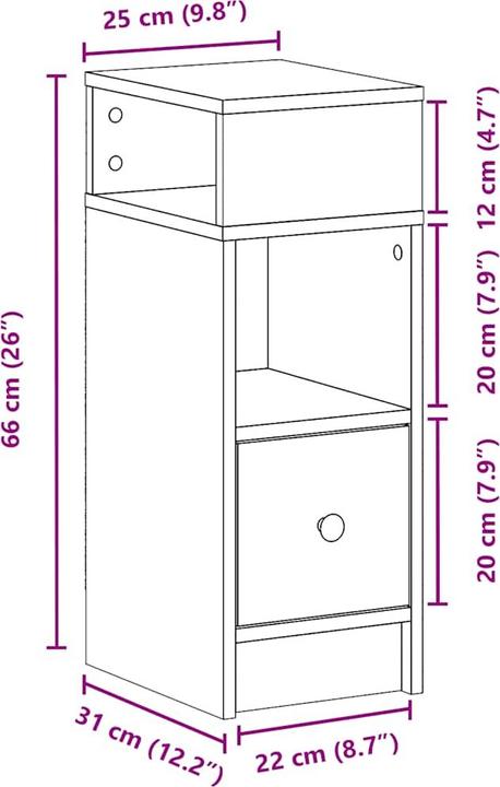 Produktbild vidaXL Lynde (25 x 31 x 66 cm)