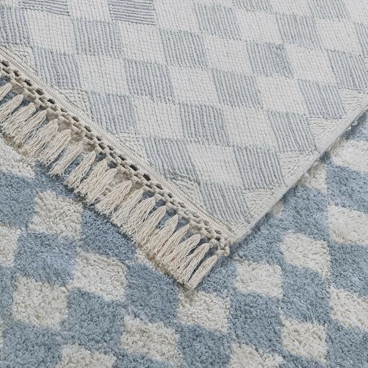 Produktbild Loberon Teppich Wayburn blau/creme (140 x 200 cm)