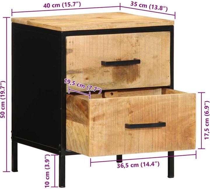Produktbild vidaXL Nachtschrank (40 x 35 x 50 cm)