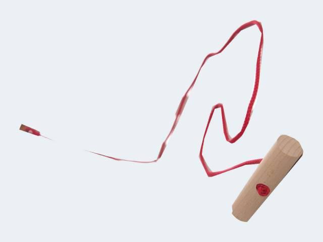 Image du produit Sirch Câble de traction rouge avec pommeau en bois pour luge