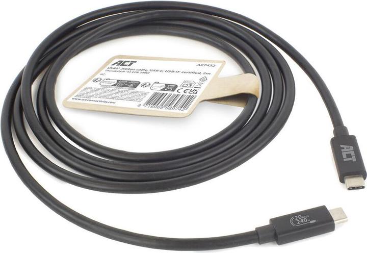 Produktbild ACT USB4« 20Gbps 240W USB Type-C« Cable, USB-IF certified, 2 meters (2 m, USB 4.0, 240 W)