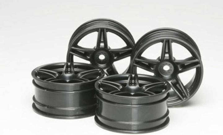 Tamiya Twin 5-Spoke Wheels 4pcs black (26mm +4)
