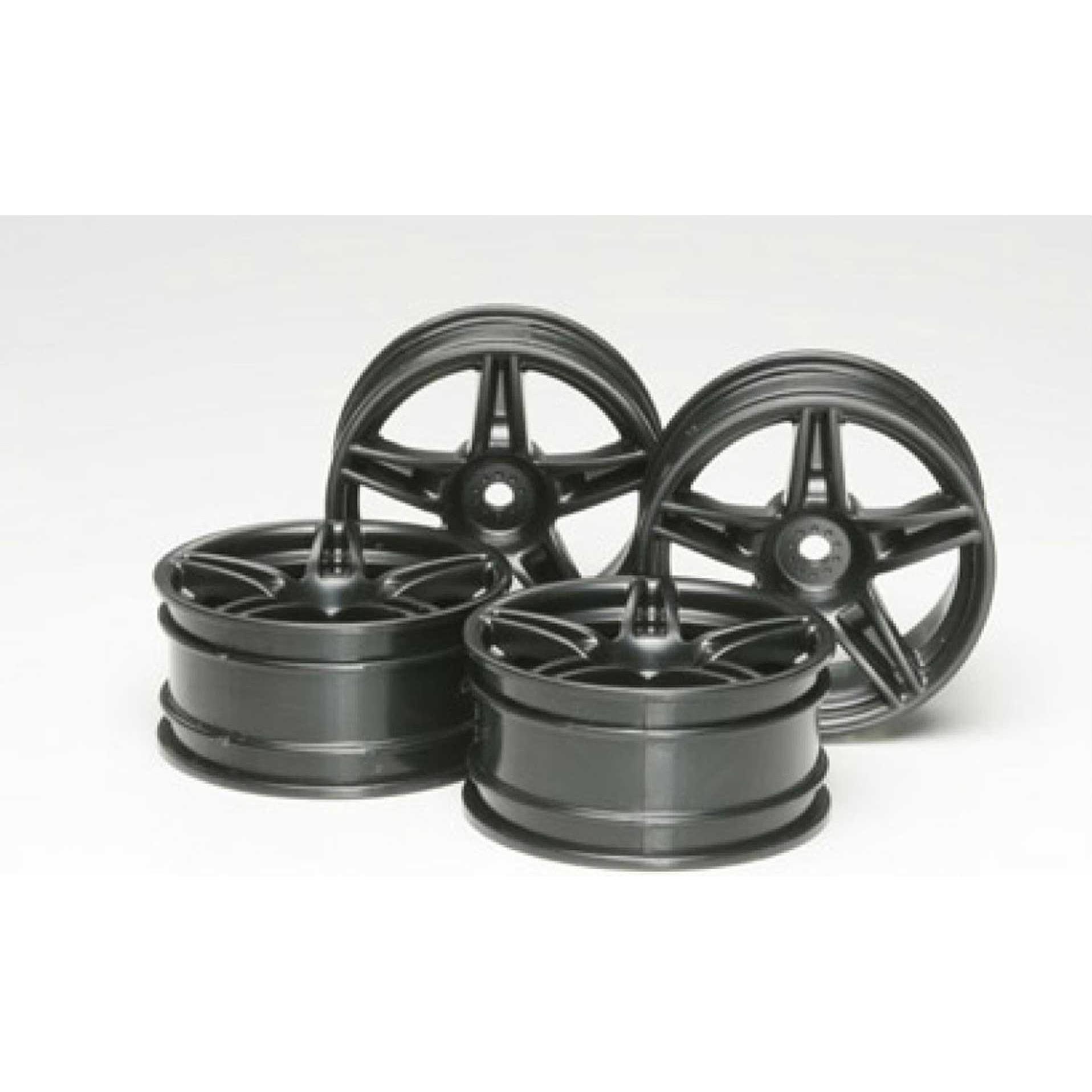 Tamiya Twin 5-Spoke Wheels 4pcs nero (26mm +4)