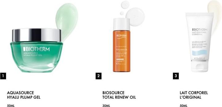 Biotherm Aquasource Hya Set CR 50ml + BIOSOIL 30ml + Lait Corporel 50ml (Facial care set)