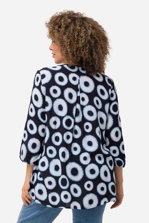 Produktbild Ulla Popken Smokbluse, Kreise, A-Linie, Rundhals, 3/4-Arm (42, 44)