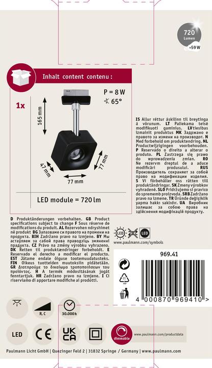 Produktbild Paulmann URail Spot Cube (700 lm)