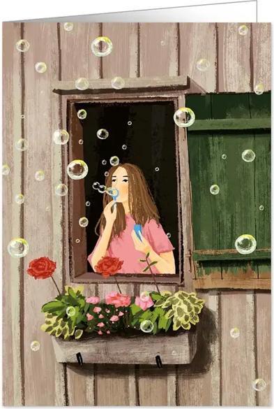 Produktbild Quire Karte Mädchen bläst Seifenblasen (1 Stk.)