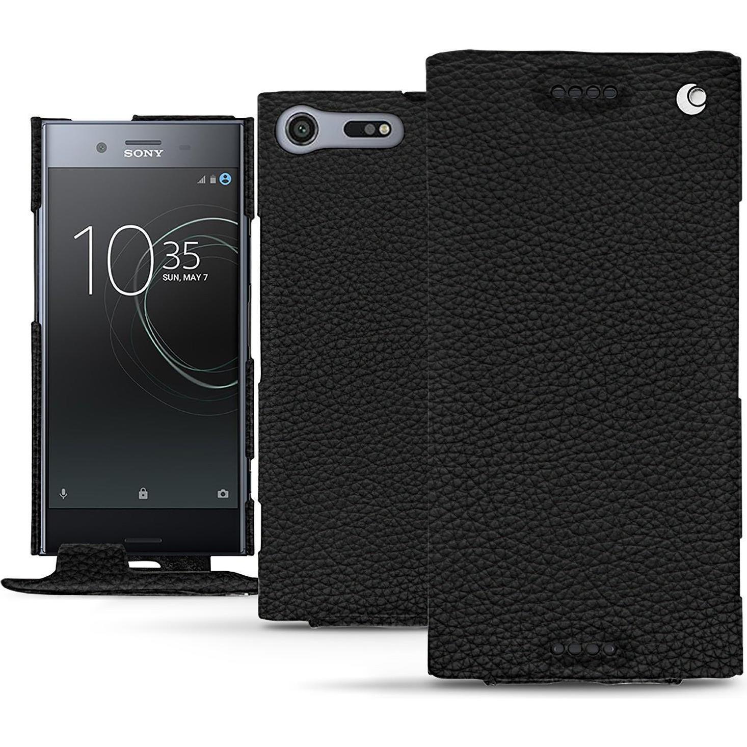 Noreve Lederschutzhülle vertikal (Sony Xperia XZ Premium), Smartphone Hülle, Schwarz