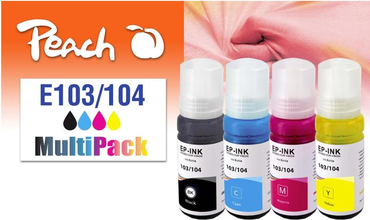 Actual product image Peach Ink Epson CISS 103/104 Multi-Pack C/M/Y/BK (CMYK)