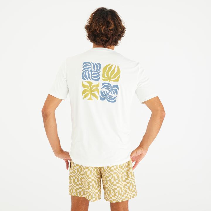 Actual product image Olaian UV-Shirt Surfen Herren UV-Schutz UPF50+ Whiteflower weiss (L)