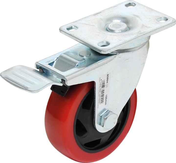 Actual product image BGS Castor with Brake red/black Ø 100 mm
