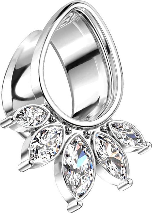 Immagine prodotto Star Piercing Tunnel svasato in argento con cinque gocce di cristallo (Ottone, Acciaio chirurgico 316L)