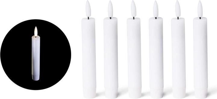 Novaliv White LED Stick Candle with Timer Function Set of 6 - Stick Candle LED Moving Flame Timer - 12,5cm (6 x)