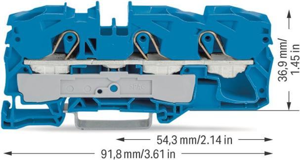 Produktbild Wago DIN-Schienen-Klemmleiste 3x16mm2 blau