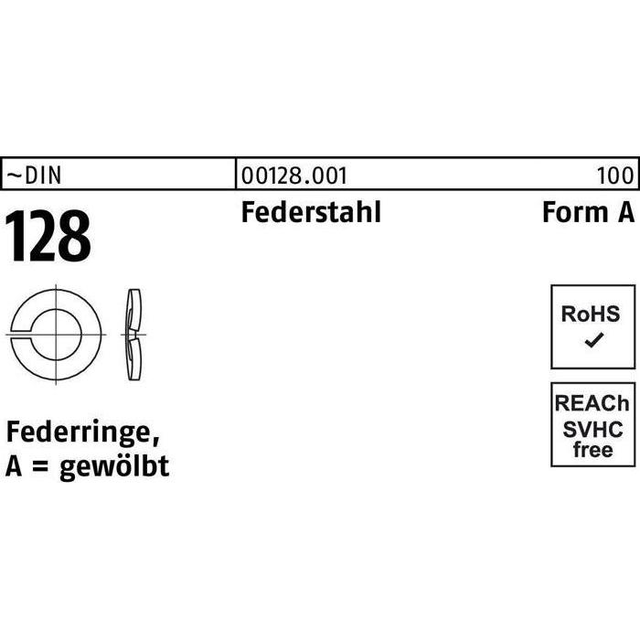Muttern + Unterlegscheiben, Federring DIN 128 A 8 Federstahl