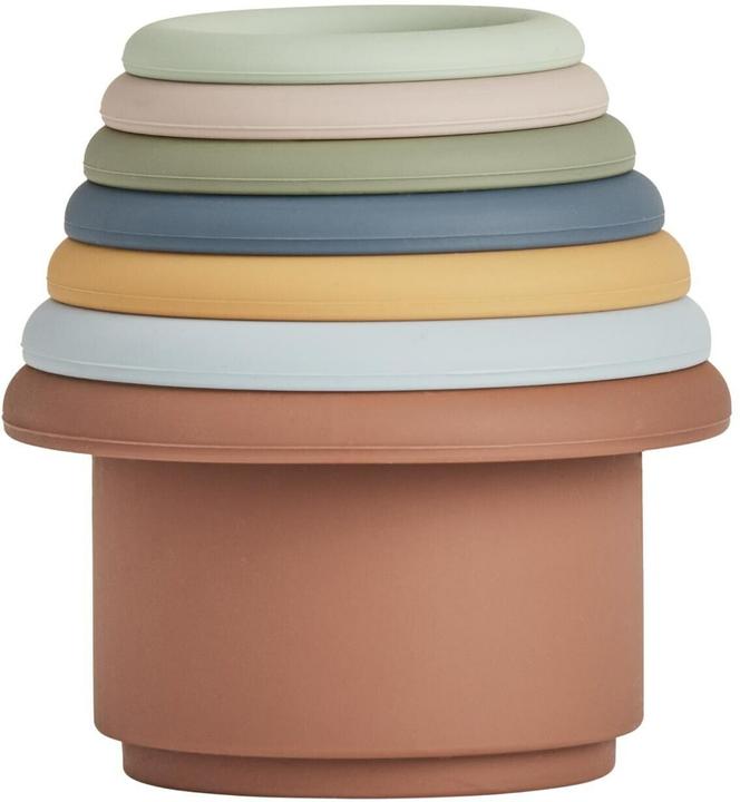 Actual product image OYOY Mini Tawa 7-piece stacking toy, caramel/blue