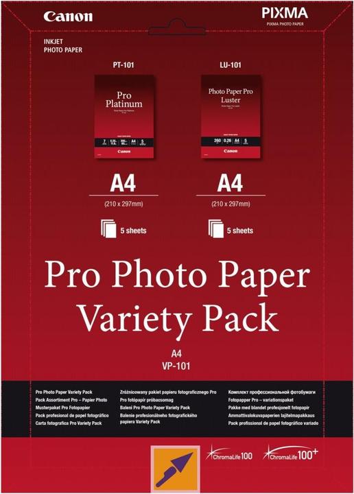 Canon VP-101, Pro Photo Paper Variety Pack, 10 Blatt (260 g/m², A4, 10 x)