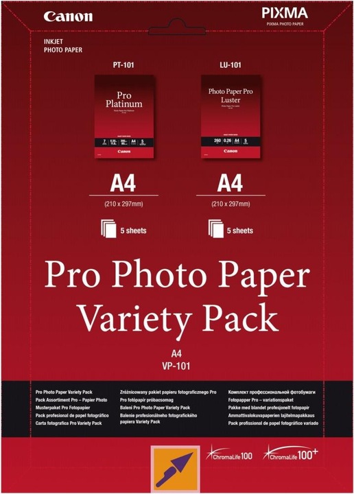 Produktbild Canon VP-101, Pro Photo Paper Variety Pack, 10 Blatt (260 g/m², A4, 10 x)