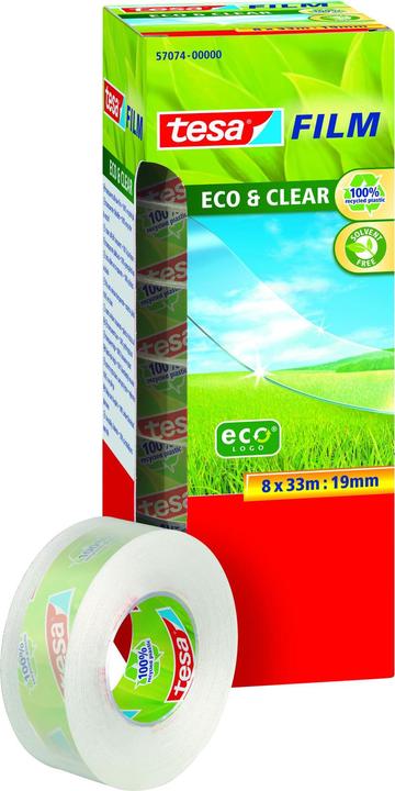 Produktbild tesa 8x tesafilm ECO & CLEAR, lösungsmittelfrei und alterungsbeständig (19 mm)