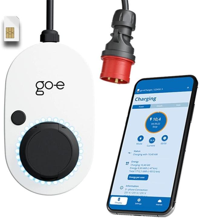 Image du produit Go-E Chargeur Gemini flex 2.0 GSM 22 kW (Type 2, 22 kW, 32 A, Câblé en dur)