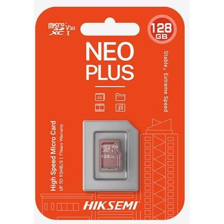 Hiksemi Karta pamięci microSDXC NEO PLUS HS-TF-E1(STD) 92/50 MB/s Classe 10 TLC V30 (128 GB, microSDXC), Scheda di memoria