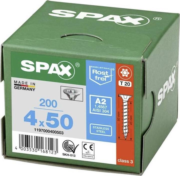 Actual product image Spax A2 Countersunk Multi-Head T-Star Plus T20 Fully Threaded (200 Screws per piece)