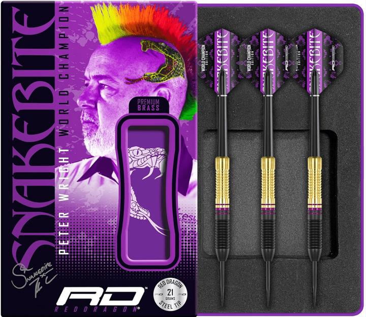 Produktbild Red Dragon Peter Wright Snakebite Brass Steel Tip Darts Sets ( 3 Dartpfeile) (21 g)