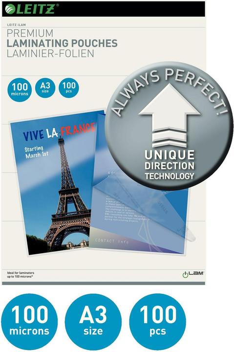 Produktbild Leitz Laminierfolie (A3, 100 Stk., 100 µm)