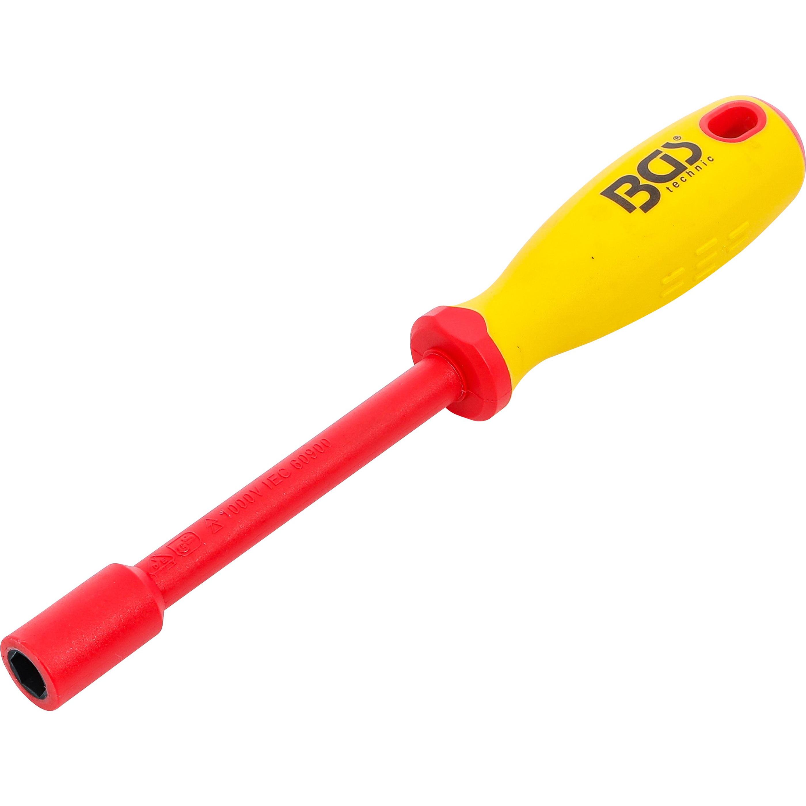 BGS, Schraubenzieher, VDE-Steckschlüssel-Schraubendreher Sechskant SW 10 mm Klingenlänge 125 mm