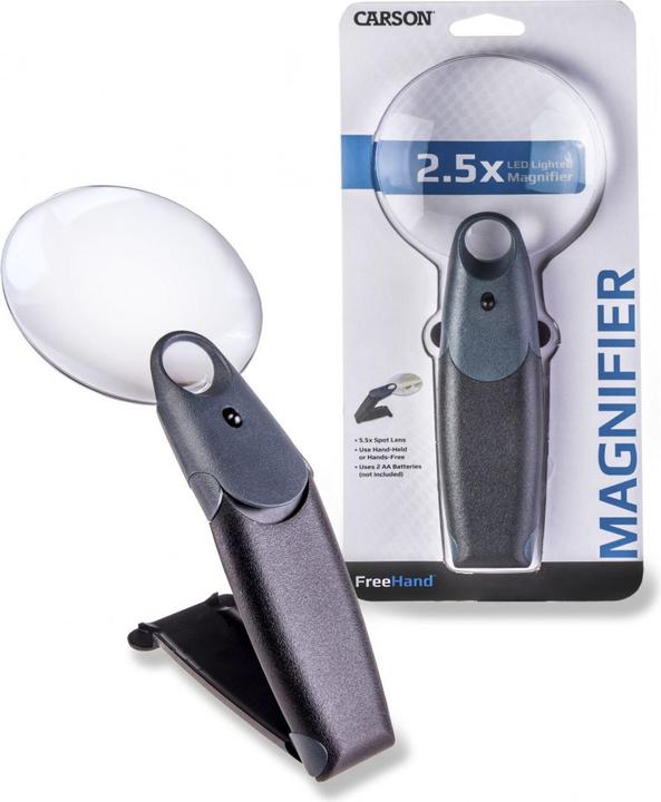 Actual product image Carson FH-25 FreeHand magnifier with bendable handle = foot
