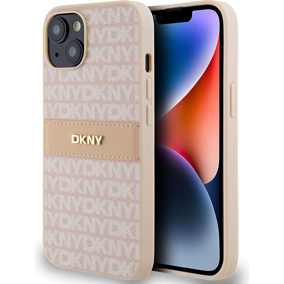 DKNY DKHCP14SPRTHSLP iPhone 14 / 15 / 13 6.1" różowy/pink hardcase Leather Mono Stripe & Metal Logo (Apple iPhone 14), S...