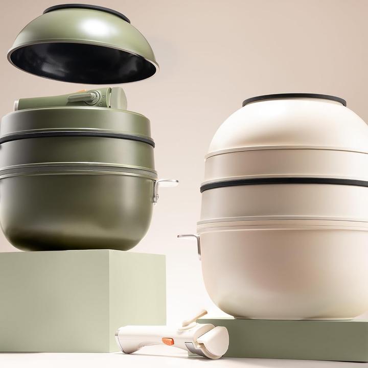 Produktbild MasterPRO Stapelbares 10-teiliges Kochset mit abnehmbarem Griff, keramischer Beschichtung und Thermo-Control (Bratpfanne, Grillpfanne, Kochtopf, Aluminiumguss)