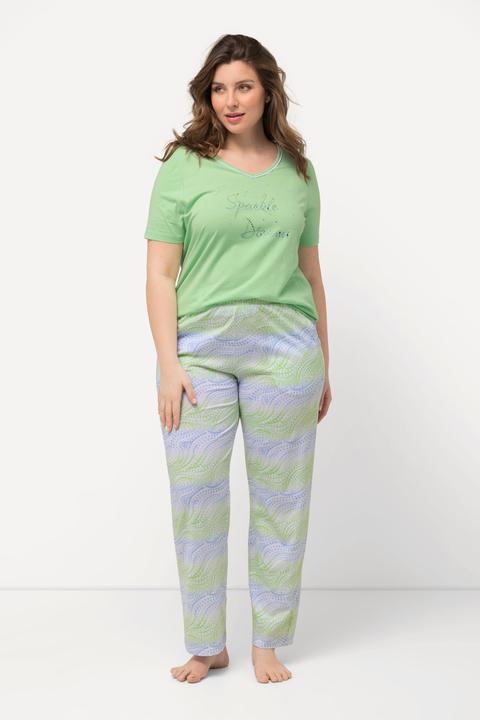 Produktbild Ulla Popken Pyjama, Wellenmuster, V-Ausschnitt, Halbarm (46, 48)