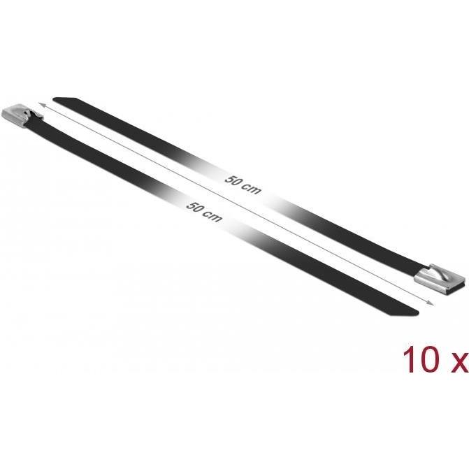 Thumbnail - Delock, Kabelbinder, Edelstahlkabelbinder 500x7,9 10 Stk. (Metallkabelbinder, 500 mm, 10 Stk.)
