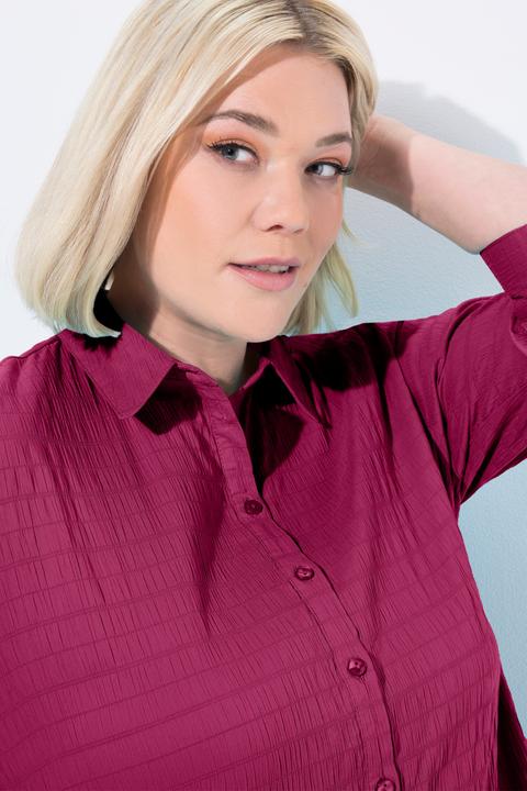 Actual product image Ulla Popken Bubble Texture Solid Button Front Stretch Blouse (42, 44)