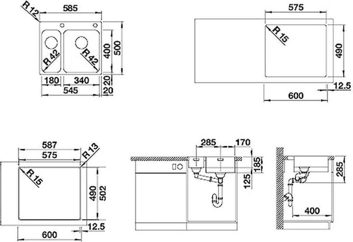 Actual product image Blanco Solis 340/180-IF/A (Top-mounted sink, 58.50 cm, 50 cm)