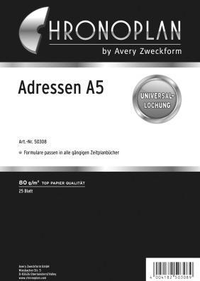 Produktbild Chronoplan Adressen Blatt (A5)
