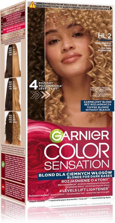 Actual product image Garnier Color Sensation Hair Color Cream Hl2 Caramel Blonde 112ml (Caramel blonde)