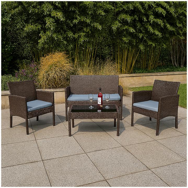 Actual product image HTI-Living Outdoor Möbel 4-teiliges Set Zita Braun-Beige (108 cm)