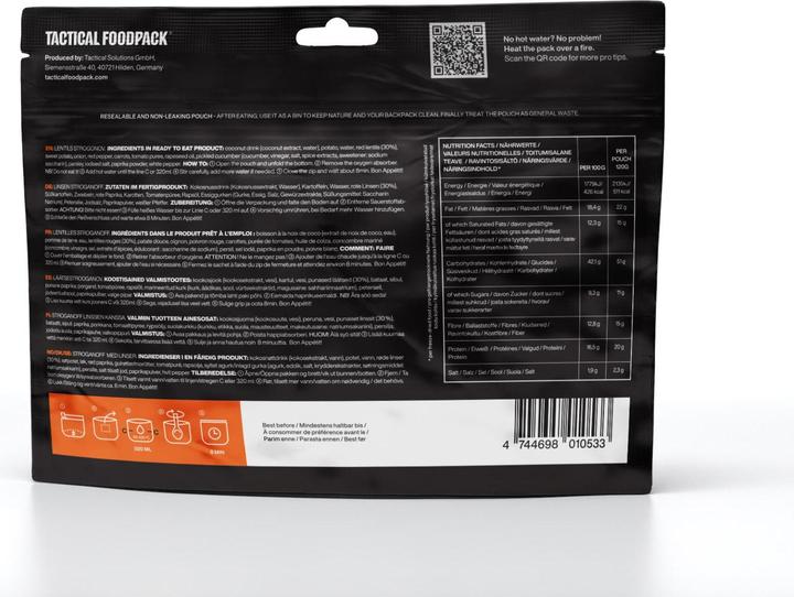 Actual product image Tactical Foodpack Lentils Stroganoff (120 g)