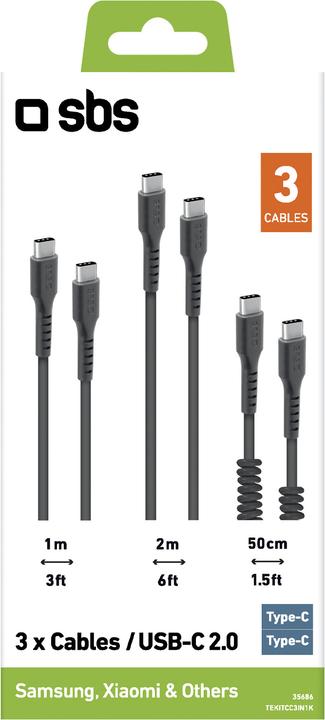 Produktbild SBS USB-C--Lade- und Datenkabel-Kit (2 m, USB 3.2 Gen 1)