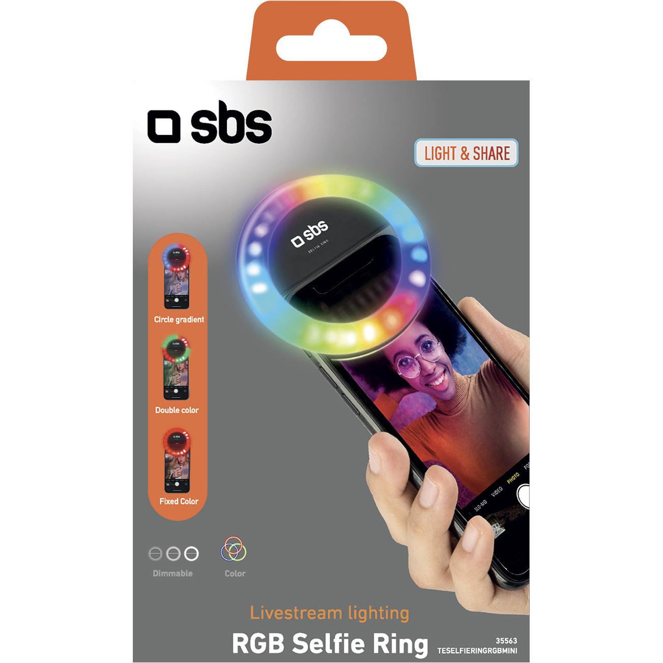 Thumbnail - SBS Selfie Ring Light Multicolor, Selfie Stick, Schwarz